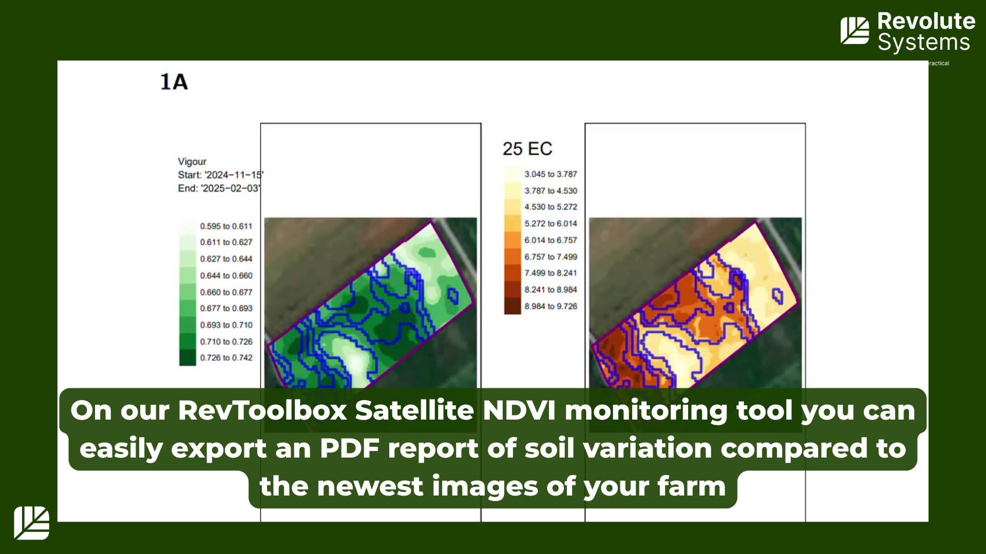 Side-by-side NDVI vigour vs EC conductivity